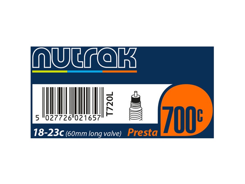 NUTRAK 700 x 18 - 23C Presta 60 mm long valve inner tube click to zoom image