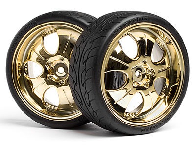 HPI Mounted Super Low Tread Tire (Gold/4Pcs) - 4723