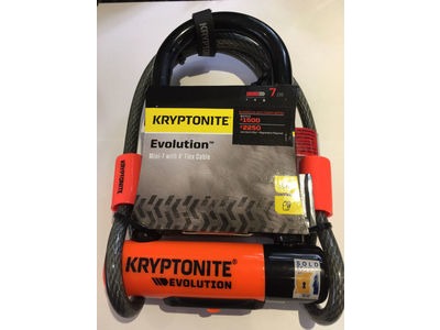 KRYPTONITE Evolution Mini 7 Dead Bolt D-Lock & 4 foot kryptoflex cable