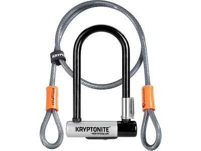 KRYPTONITE Kryptolok Mini U-Lock With 4 Foot Flex and Flexframe Bracket Sold Secure Gold