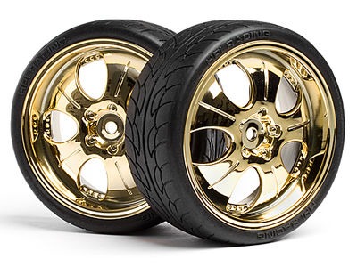 HPI RACING Mounted Super Low Tread Tire (Gold/4Pcs) - 4723