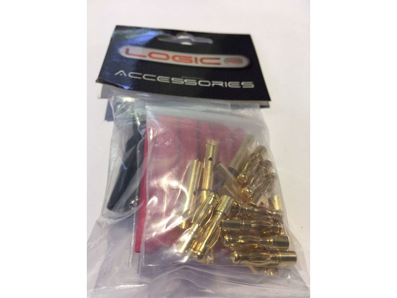LOGIC RC 4.0mm Gold Connector Set with Heat Shrink 10prs click to zoom image