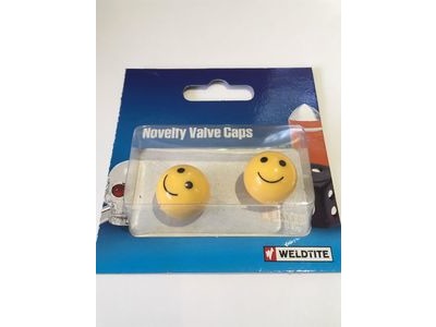 WELDTITE Novelty Valve Caps (Pair). Fits Schraeder Valves smiley  click to zoom image