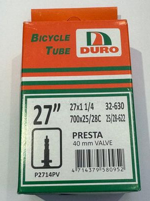 DURO 27 x 1 1/4 Inner Tube Presta Valve (32-630)