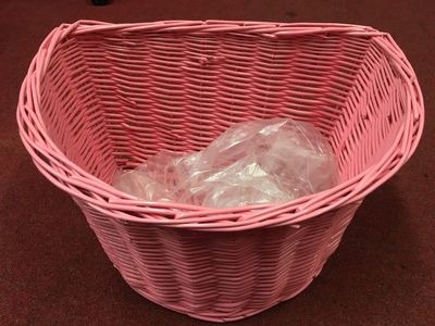 PREMIER D Shaped 16" Wicker Basket (Colour Option). 16"x12"x10" Pink  click to zoom image