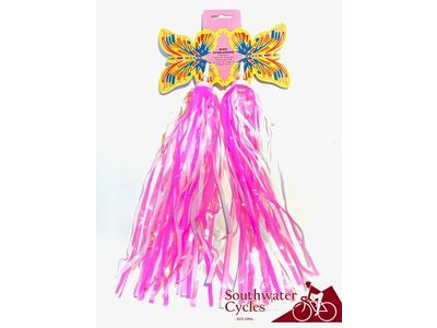 PREMIER Scooter or Bike Bar End Streamers Tassels one size Pink/White  click to zoom image