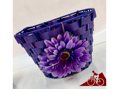 PREMIER Junior Woven 10" Plastic Basket with Flower (Colour Option). click to zoom image