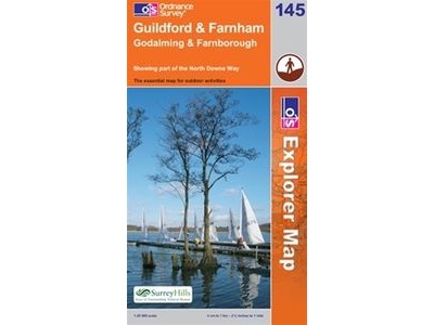 ORDINANCE SURVEY Explorer Map  145 Guildford and Farnham click to zoom image