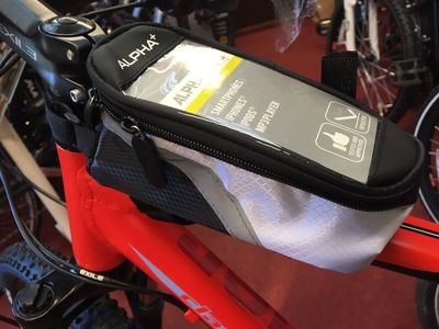 ALPHA PLUS Top Tube Bag with Smart Phone Pocket 180mm x 70mm x 60mm approx Black/White  click to zoom image