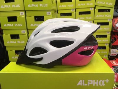 ALPHA PLUS Shadow Cycle Helmet (Size & Colour Options). 54-61cm White/Pink  click to zoom image