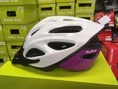 ALPHA PLUS Shadow Cycle Helmet (Size & Colour Options). 54-61cm White/Purple  click to zoom image
