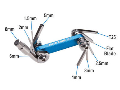 PARK TOOL IB-2 I-Beam Mini fold-up hex wrench screwdriver and star shaped wrench set click to zoom image