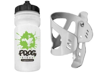 FROG BIKES Water Bottle and Cage  White  click to zoom image