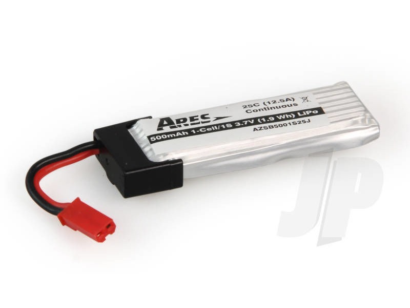 ARES 500mAh 1-Cell/1s 3.7V 25C LiPo Battery, JST. click to zoom image