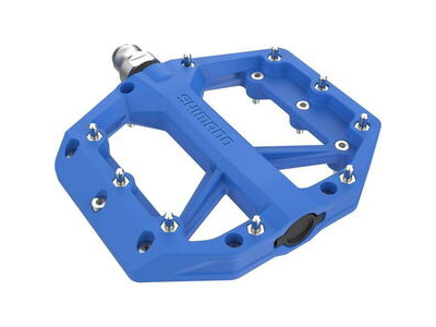 SHIMANO PD-GR400 flat pedals, resin with pins 9/16" Blue  click to zoom image