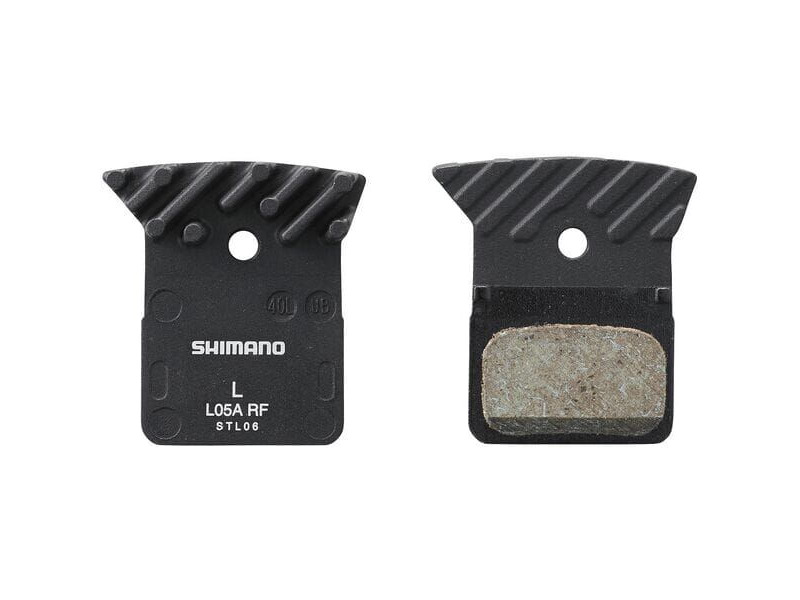 SHIMANO L05A-RF disc pads and spring, resin pad, alloy back, cooling fins click to zoom image