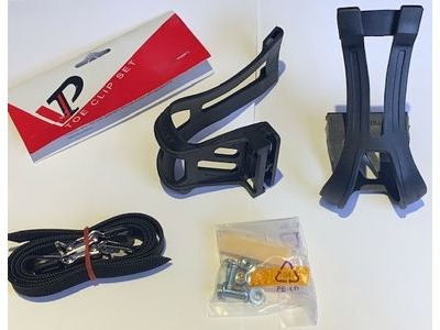 VP COMPONENTS TOE CLIPS NYLON BLK W/REFLECTORS & STRAPS LARGE