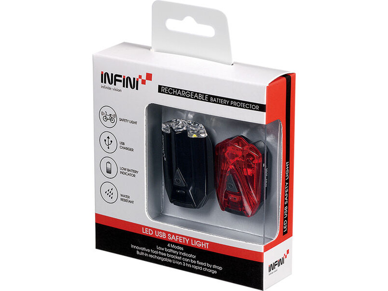 INFINI LIGHTS Lava twin pack micro USB front and rear lights black click to zoom image